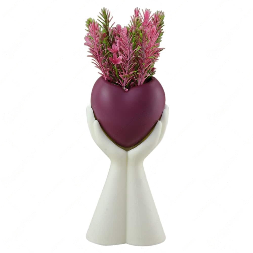 Floare artificiala in ghiveci plastic Inima, 26x10 cm