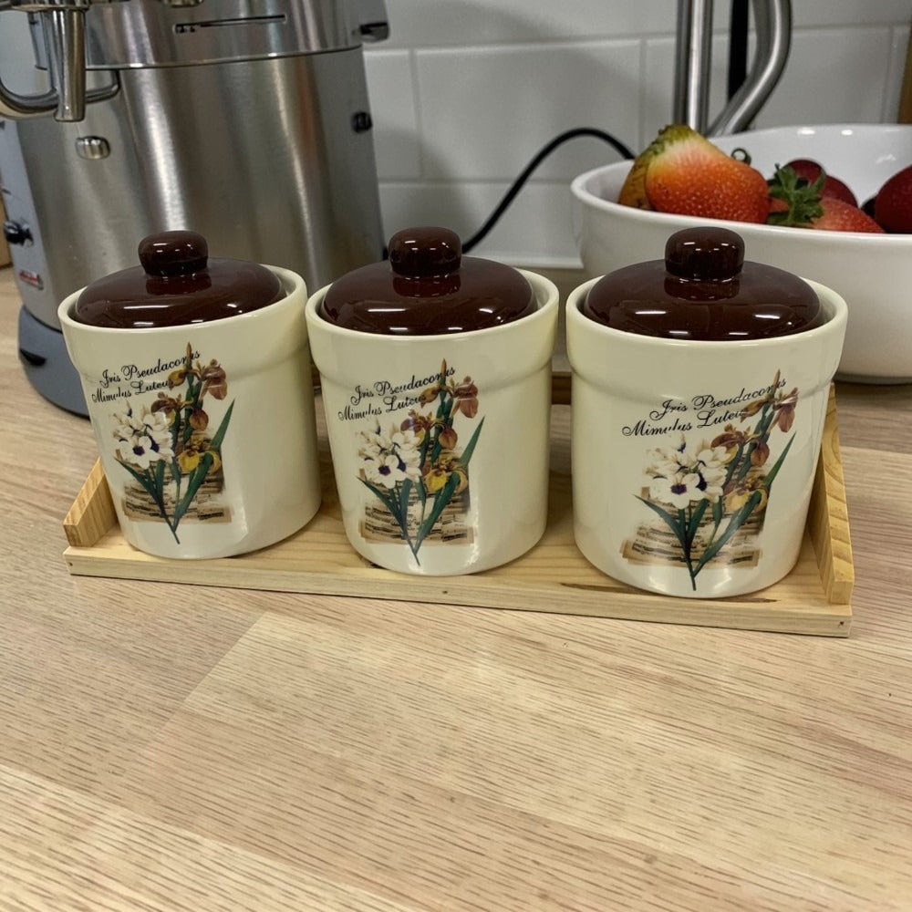 Set 3 Recipiente Condimente, Ceramica, 34x14 cm