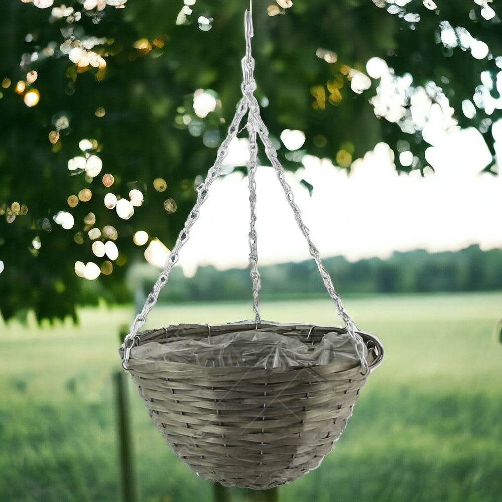 Ghiveci suspendat din bambus 30×15 CM, Gri