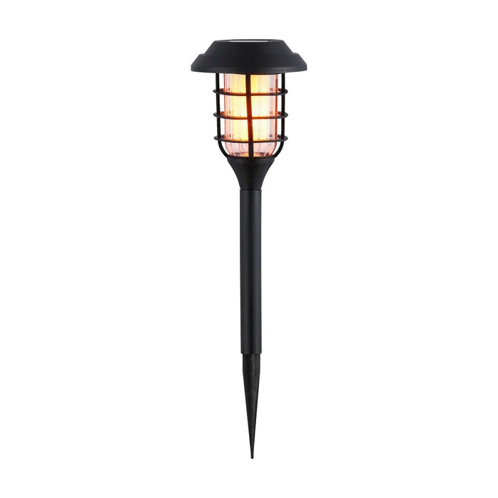Lampa solara cu led, cu lumina calda, pentru gradina, negru, 33 cm
