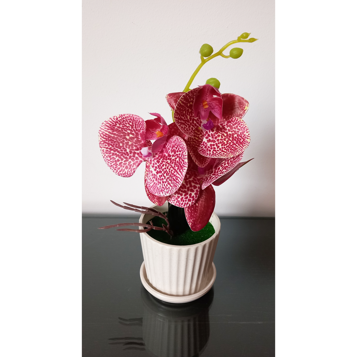 Orhidee artificiala cu o tija, in ghiveci Ceramic, 34 cm