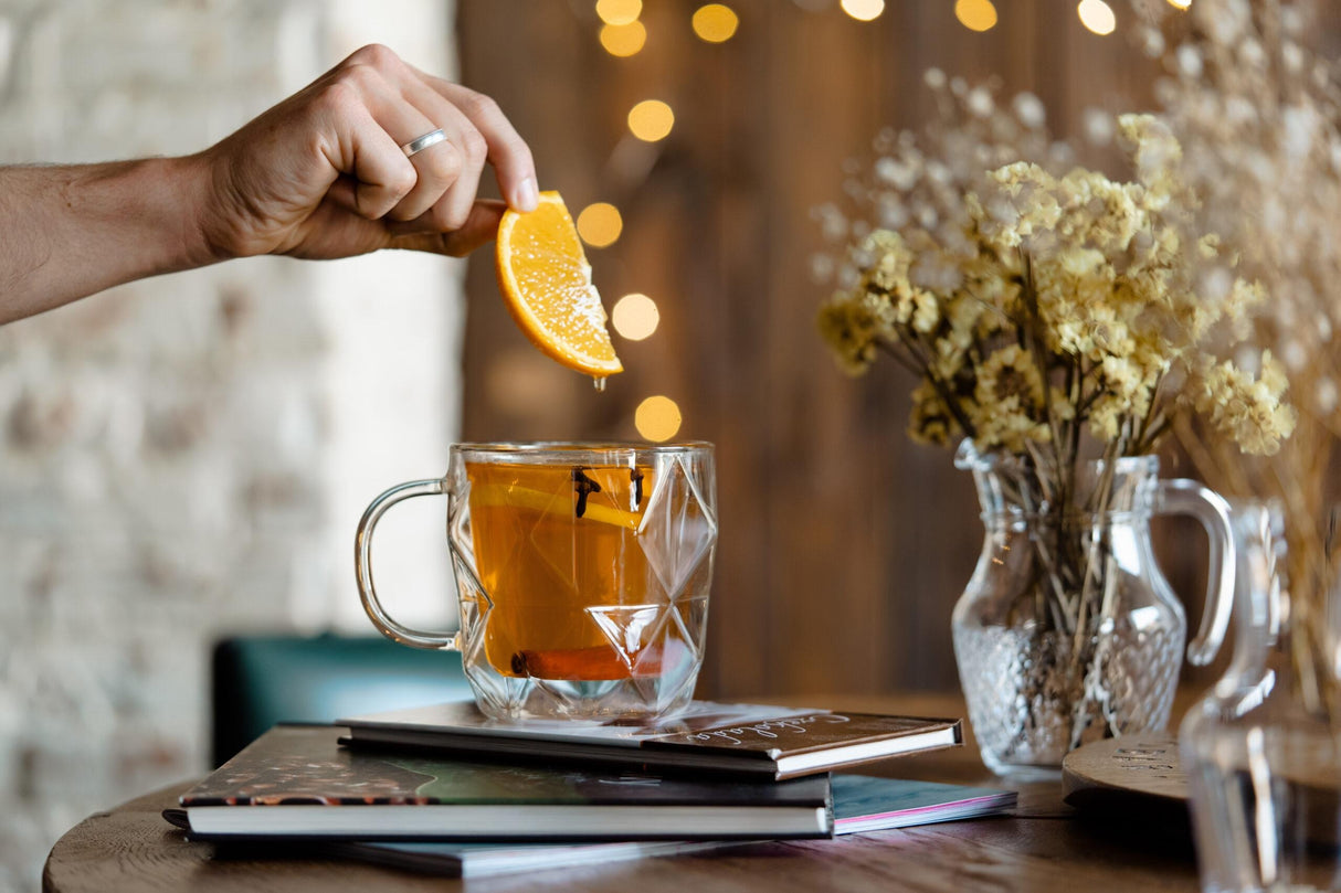 Set de 2 Cani Sticla, Pereti Dubli Termorezistente,model Hexagonal, 330 ml