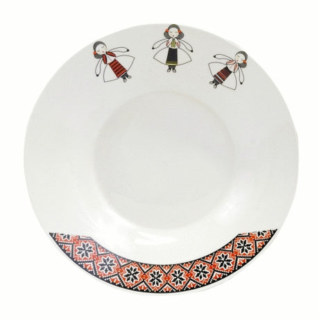 Set de 6 Farfurii Adanci din Portelan cu Motiv Traditional, 23 cm, supa, ciorba, paste, bucatarie, masa, mancare