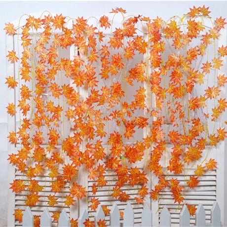 Ghirlanda artificiala, frunze de Artar de Toamna, Galben-Rosu, 180 cm