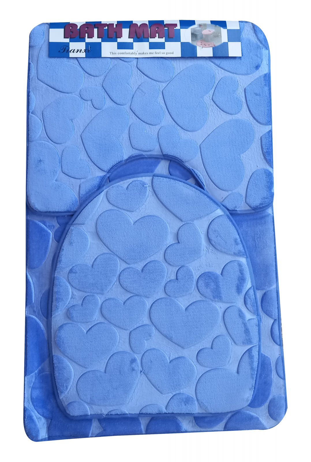 Set 3 covorase de baie cu model Geometric, Material Textil, 80x50 cm