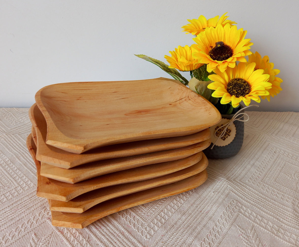 Set 6 farfurii, Lemn de Fag, 23x16 cm