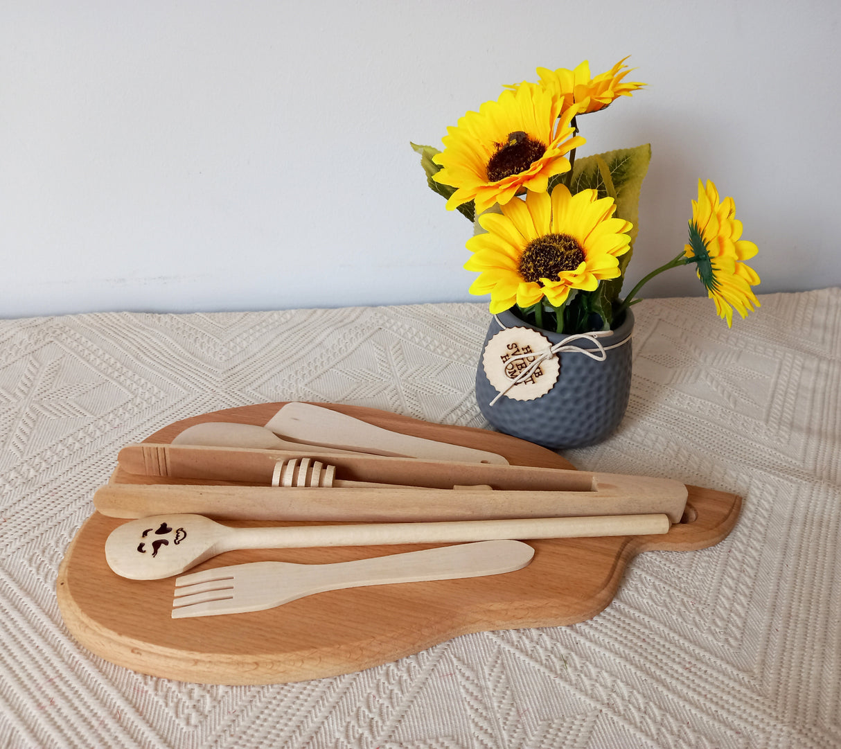 Set tocator Lemn model Frunza cu 6 ustensile Bucatarie