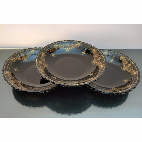 Set 6 farfurii adanci, Opal, Negru Auriu, 21.5 cm