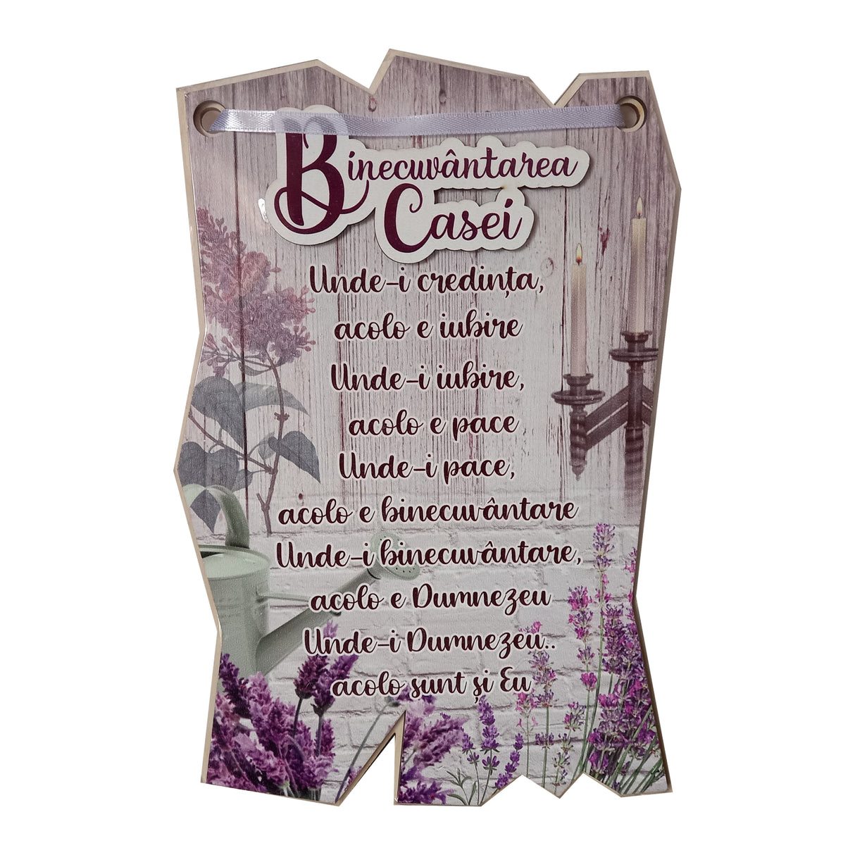 Placheta decorativa, din Lemn, Binecuvantare Casei, 28x18 cm