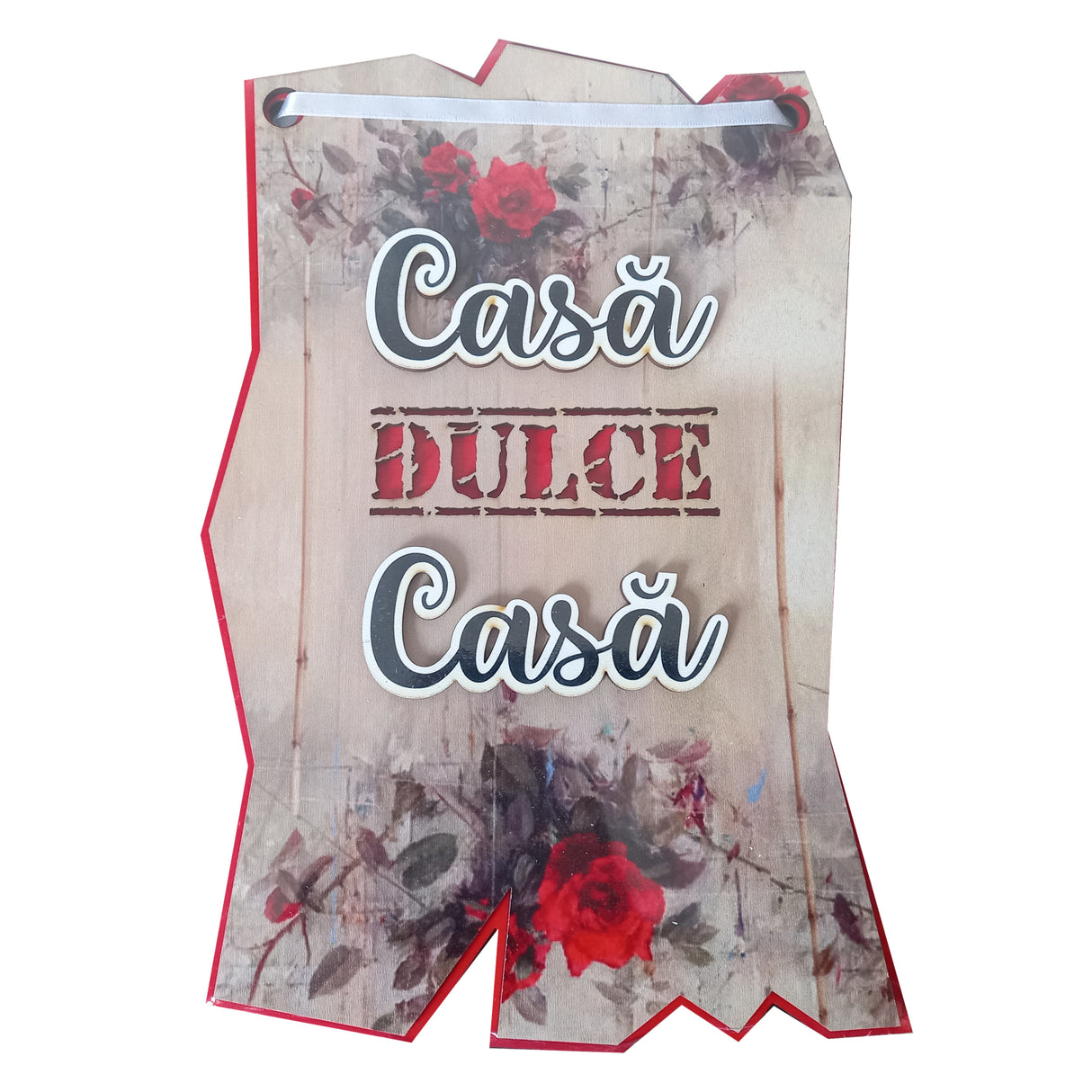 Placheta decorativa, din Lemn, model, 28x18 cm