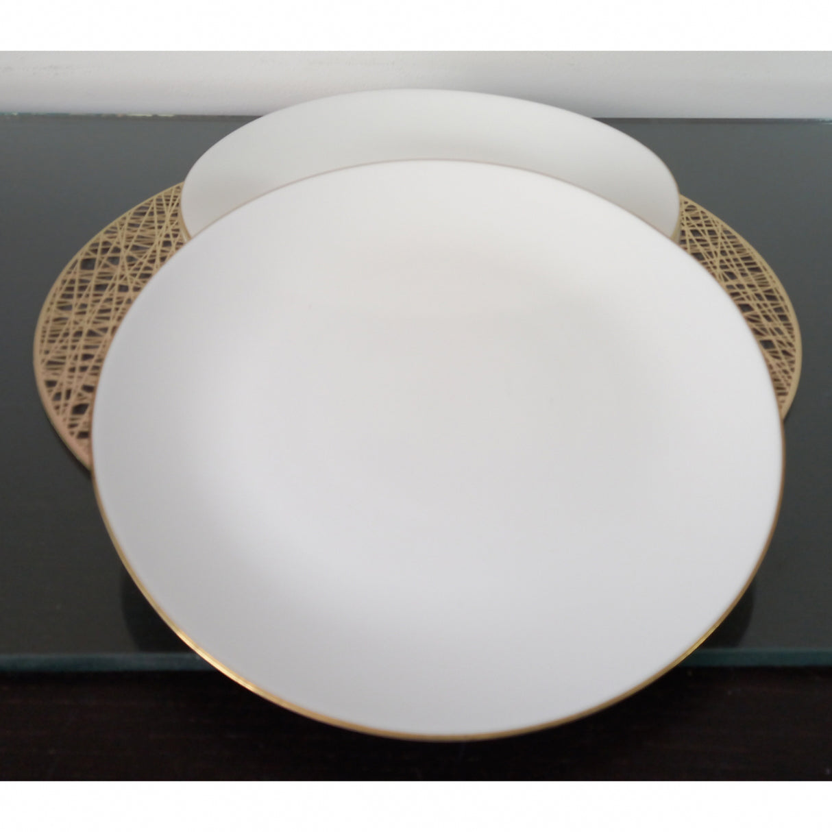 Set 6 farfurii adanci, Opal, cu Filigram Auriu, 23 cm