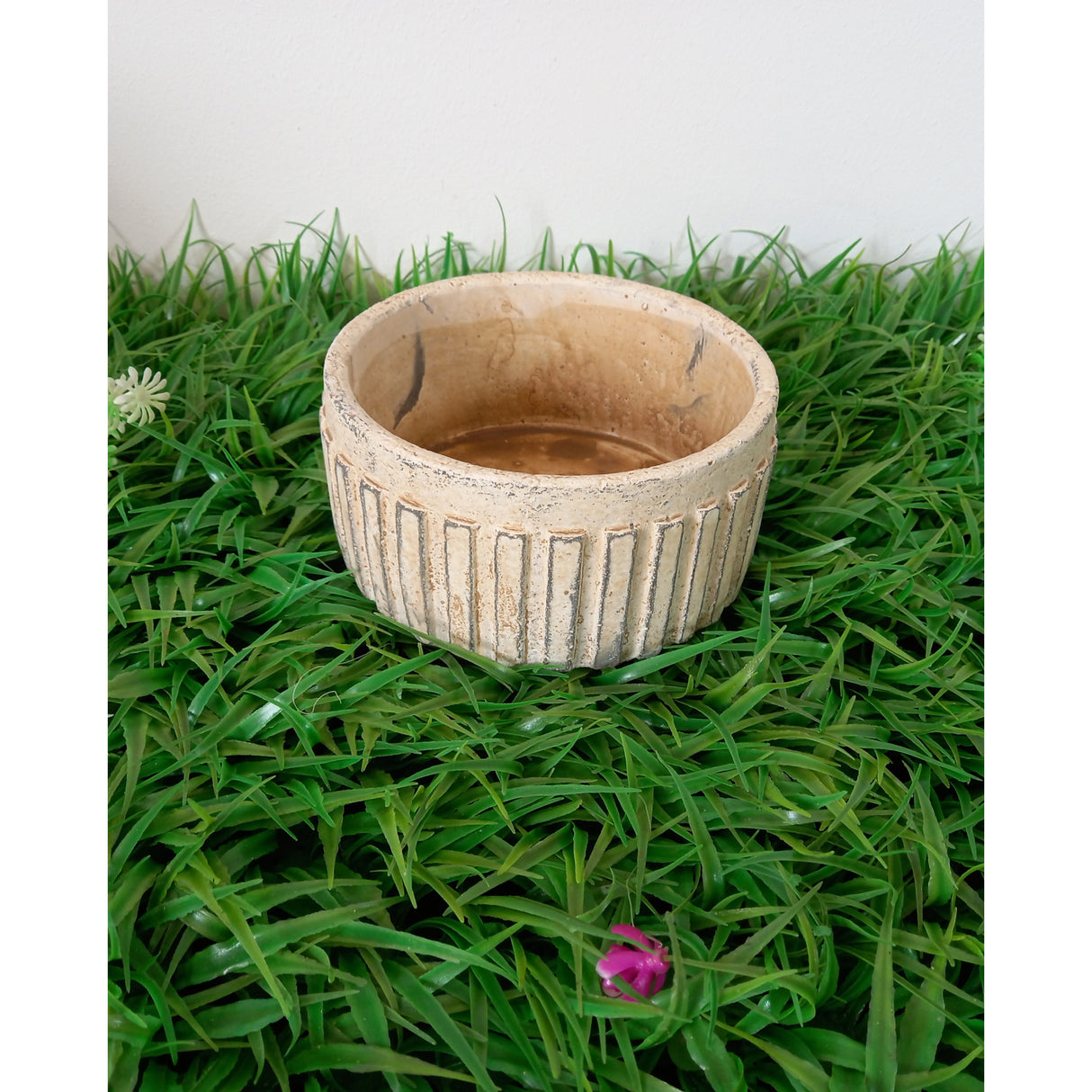 Ghiveci decor, Piatra, Model cu dungi, 600 ml, 14.5x7 cm