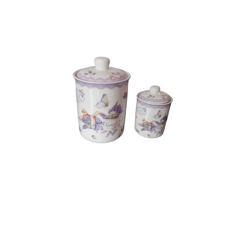 Set 7 Borcane Condimente Ceramica cu Capace Pe suport Metalic, Model Floral