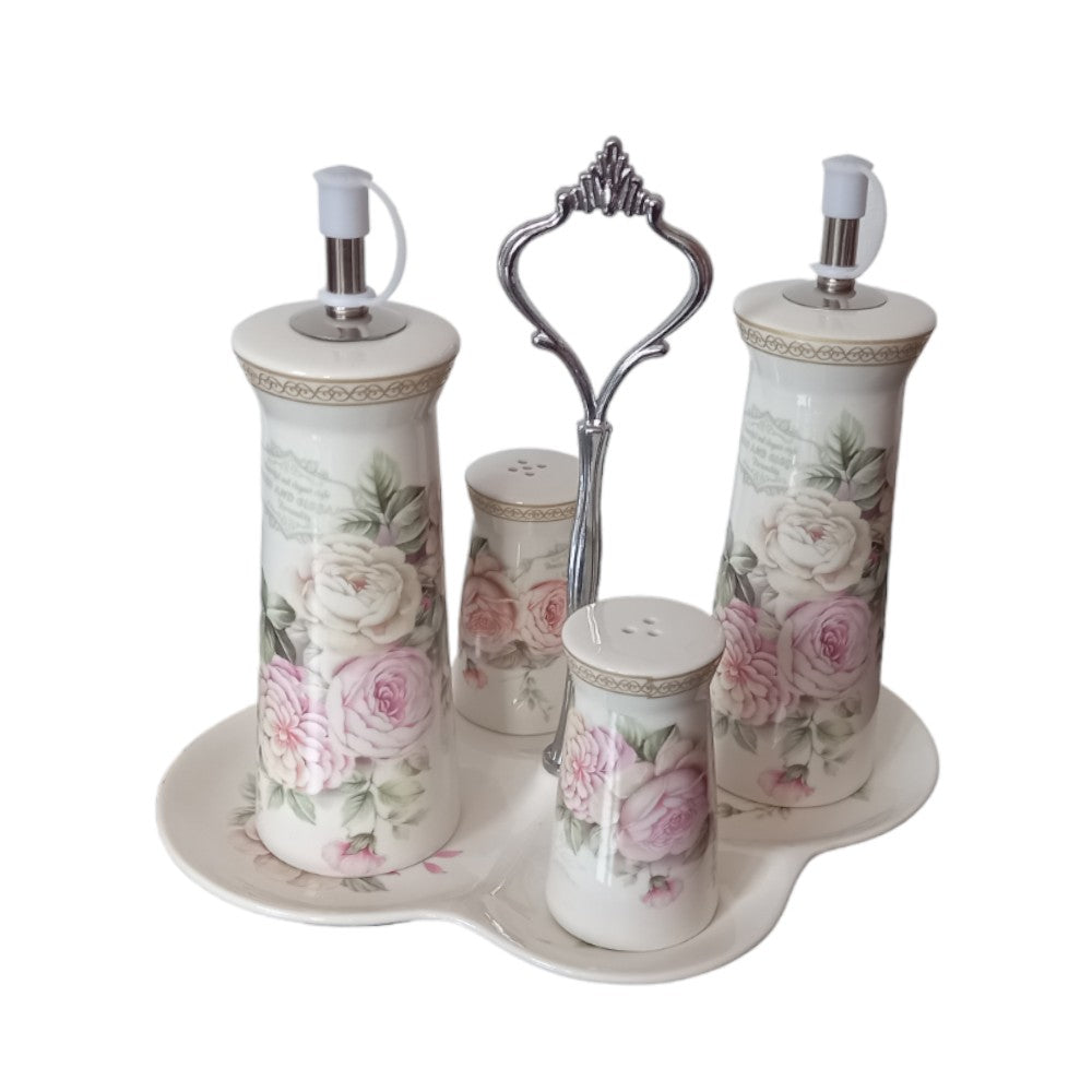 Set oliviera, 4 piese, Ceramica, Model Floral