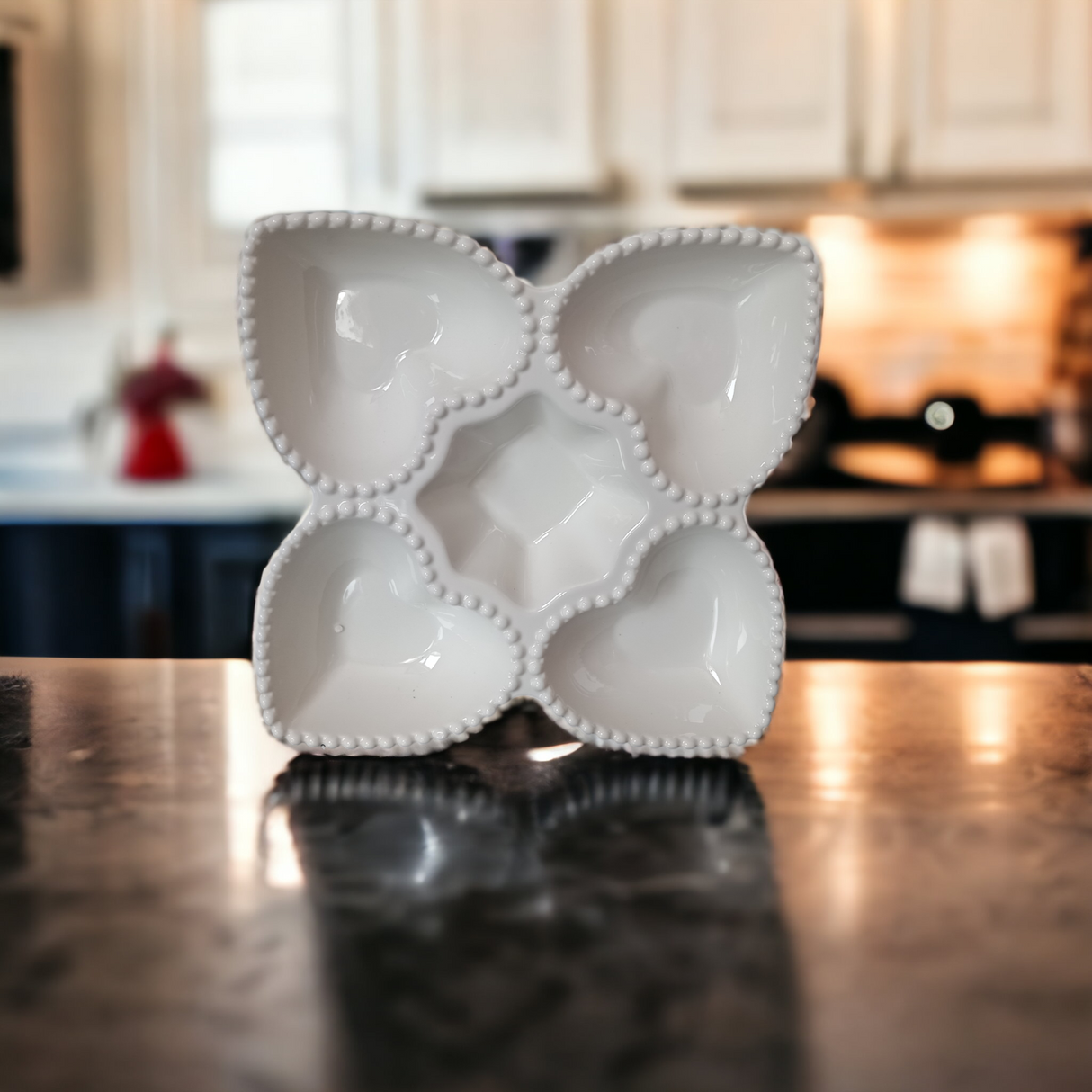 Platou compartimentat din Ceramica, Alb