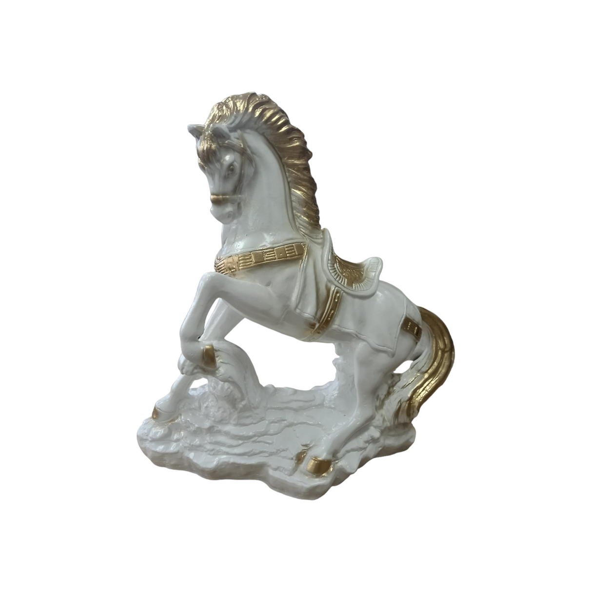 Statueta Decorativa, Cal, Albu Auriu, Rasina, 37x30 cm