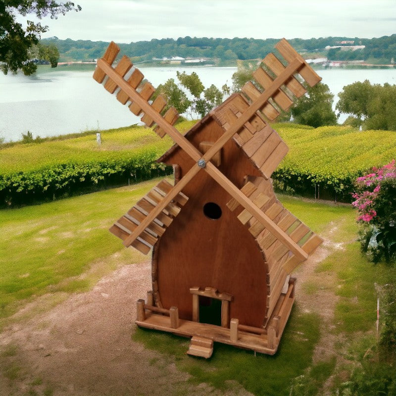Moara Decorativa de vant din Lemn, 40x30x25 cm