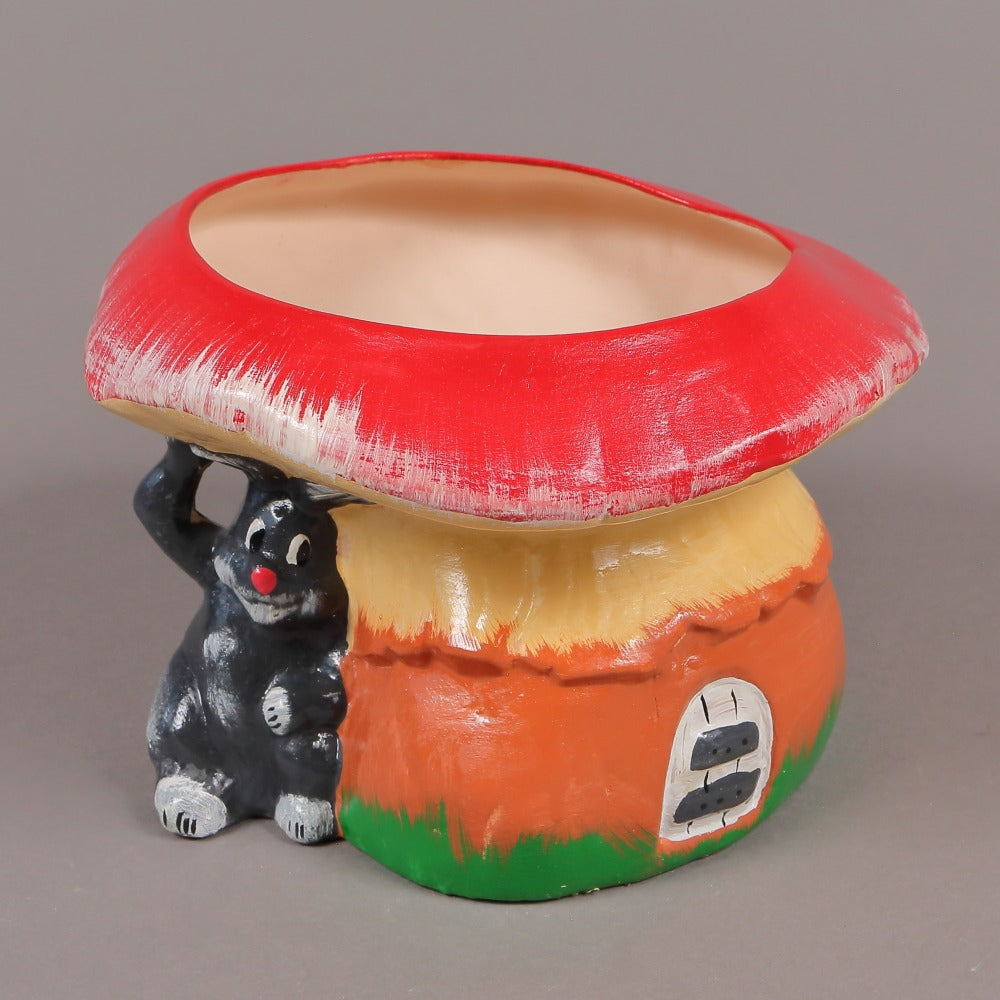 Ghiveci Ciuperca cu iepuras,Polirasina, 24x18 cm