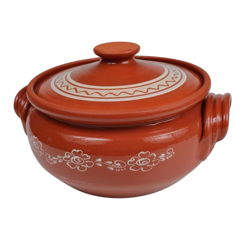 Oala din Lut pentru sarmale,Smaltuita,5 L, Pictata