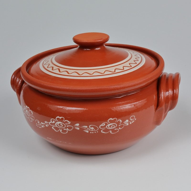 Oala din Lut pentru sarmale,Smaltuita,5 L, Pictata