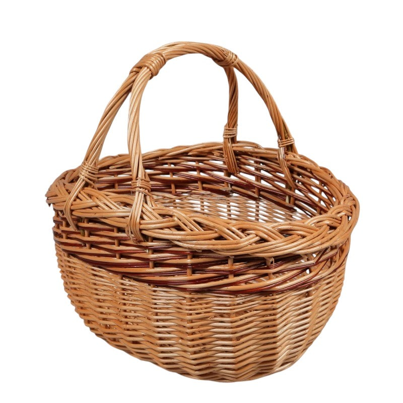 Cos pentru piata din rachita cu doua manere prinse , 40x25x40 cm