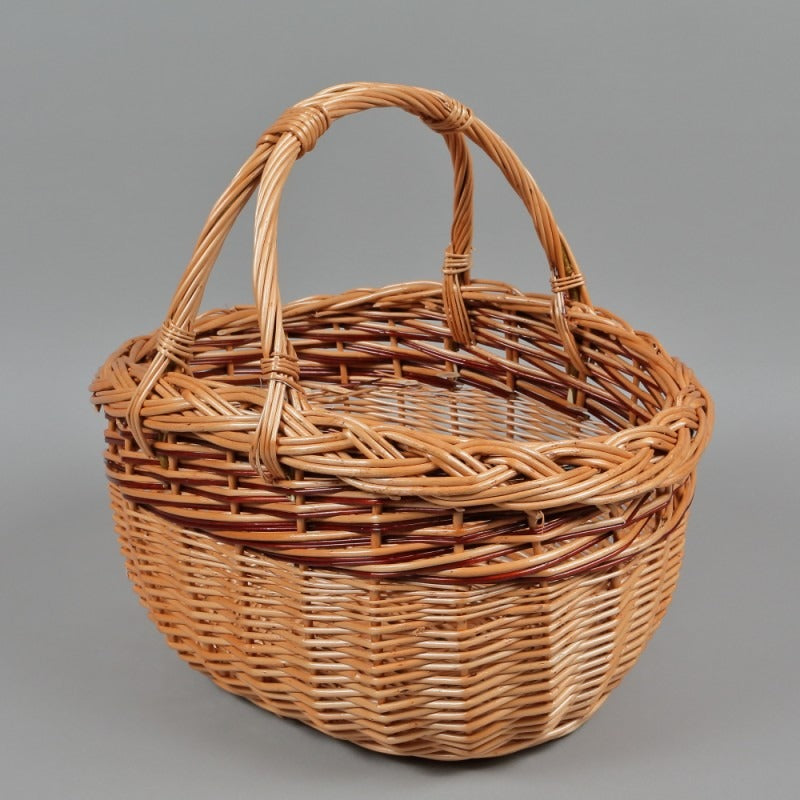 Cos pentru piata din rachita cu doua manere prinse , 40x25x40 cm