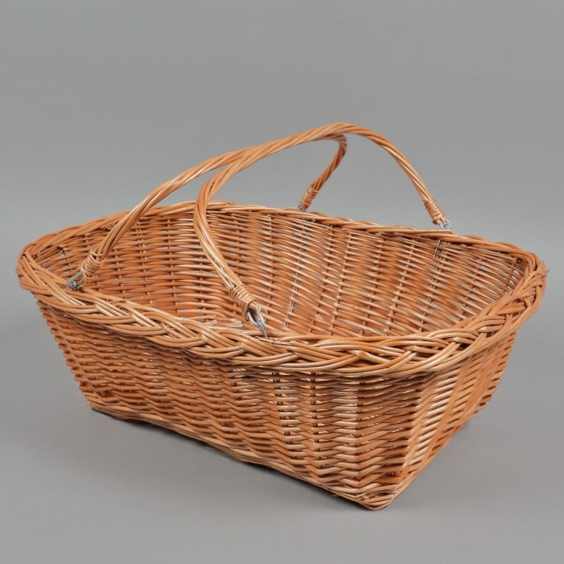 Cos pentru piata din rachita cu doua manere , 40x30x27 cm