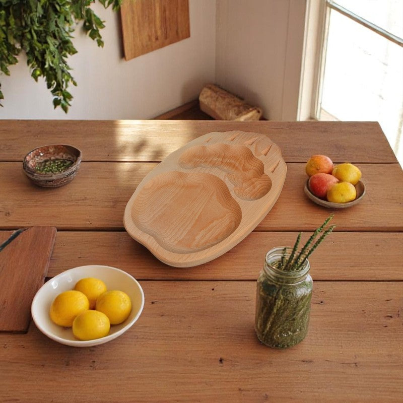 Platou 2 compartimete Urma de Urs, lemn , 30x23 cm