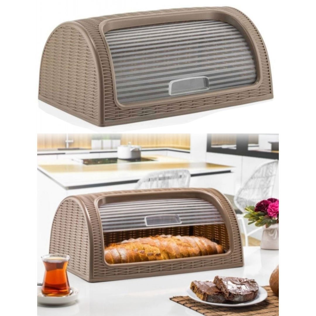 Cutie paine din plastic model Ratan, Maro, 42x26x19 cm