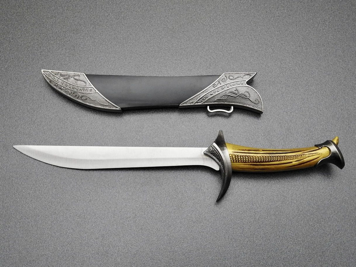 Pumnal Medieval, Maner Corn, 28 cm , 193 g