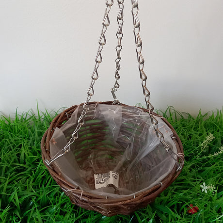 Ghiveci suspendat decorativ cu lant, rotund, Rachita, 20x13 cm