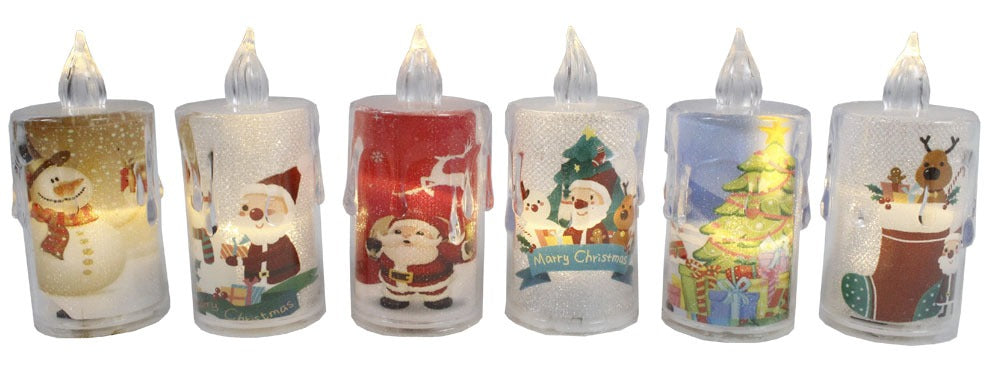 Set 4 Lumanari cu baterii , Model Craciun , 8 cm