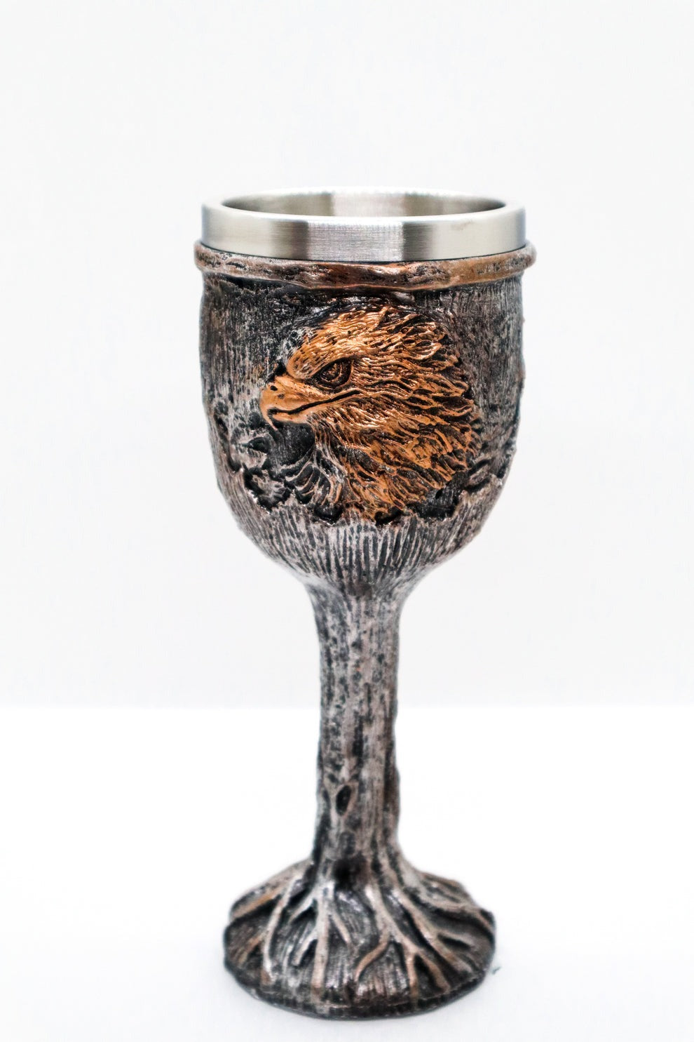 Pocal de Vin Medieval din Rasina si Inox , cu Pereti Dubli , 19x7 cm