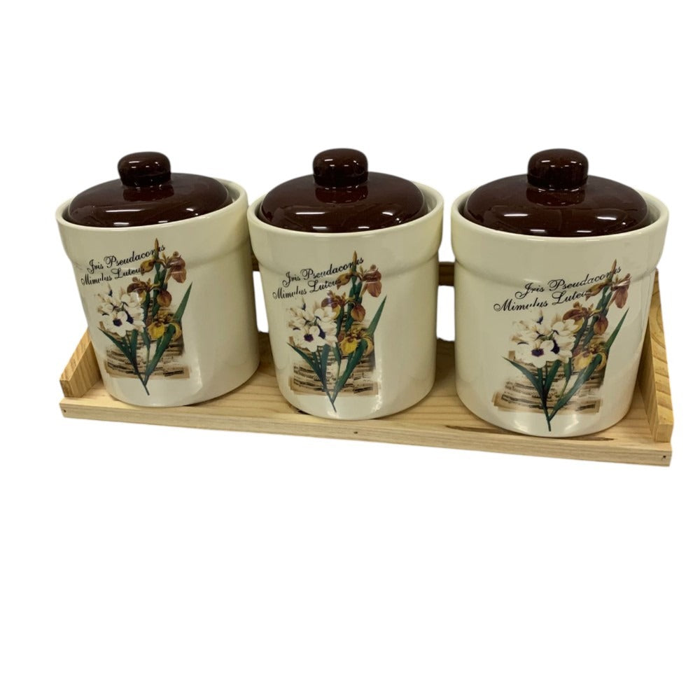Set 3 Recipiente Condimente, Ceramica, 34x14 cm