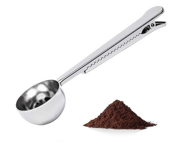 Set Espressor pentru aragaz,Inox si Lingurita Dozatoare cafea cu clema de prindere