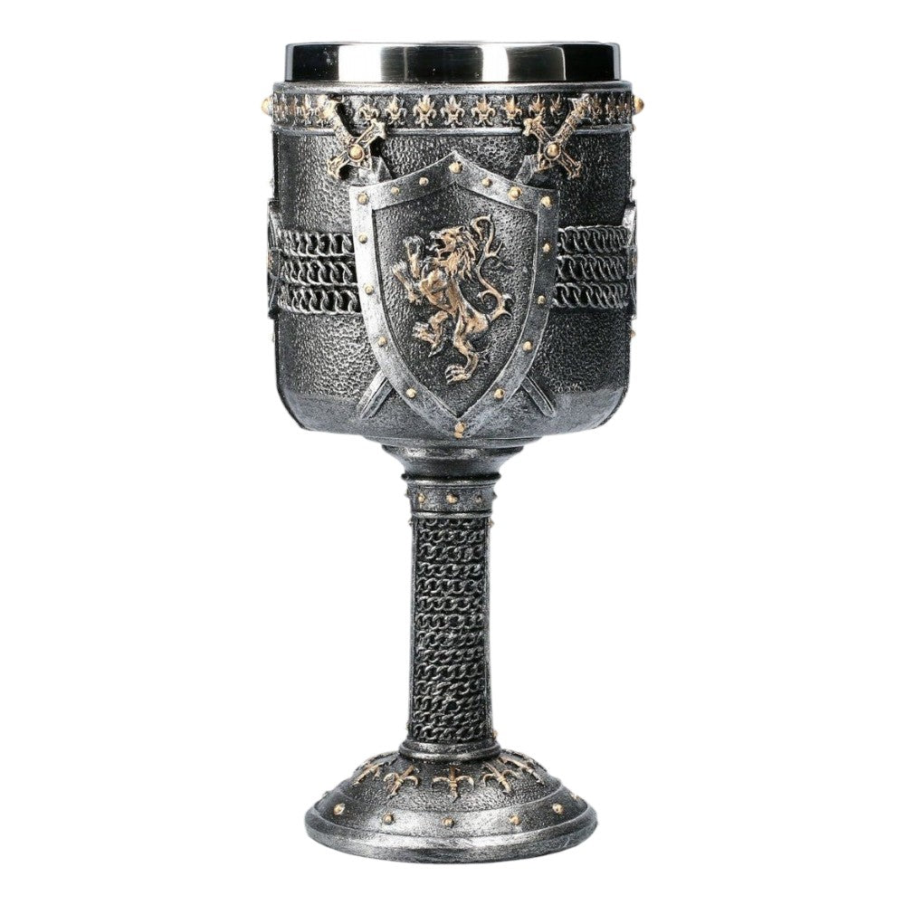 Pocal de Vin Medieval din Rasina si Inox , cu Pereti Dubli , 19x7 cm
