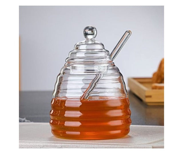 Borcan cu Lingurita pentru Miere, Sticla, 500 ml