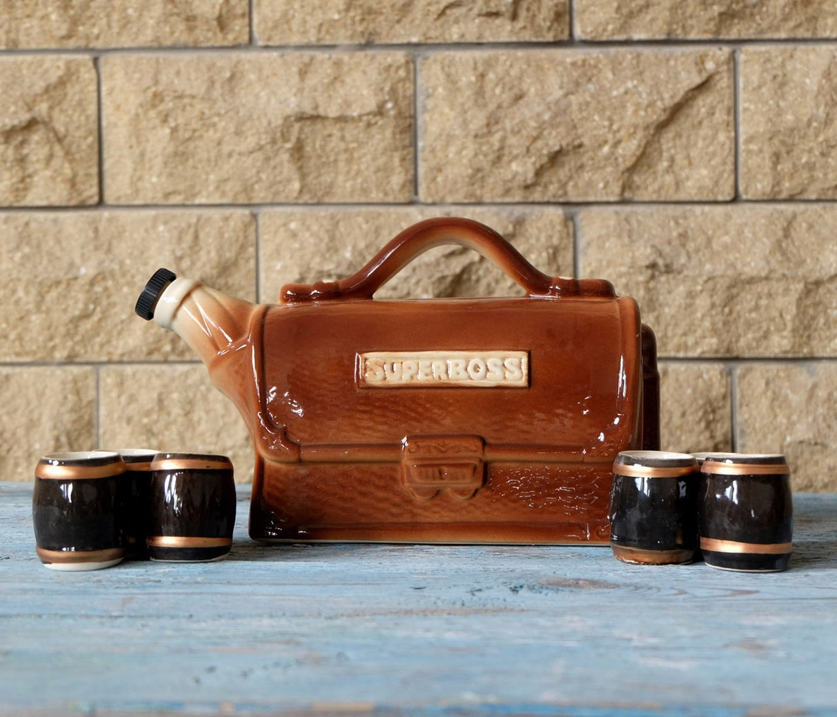 Set servire băutura ceramică,Geanta Superboss 1.5L cu 6 pahare 100 ml