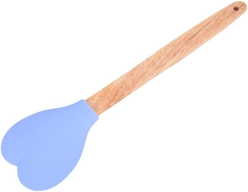 Spatula silicon in forma de inima cu maner lemn, 28 cm