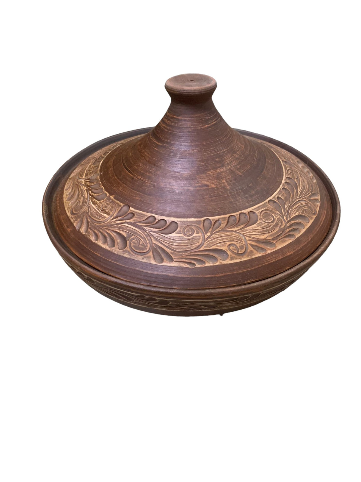 Oala pentru Cuptor cu Capac, Tajin, Lut Rosu, 3 l