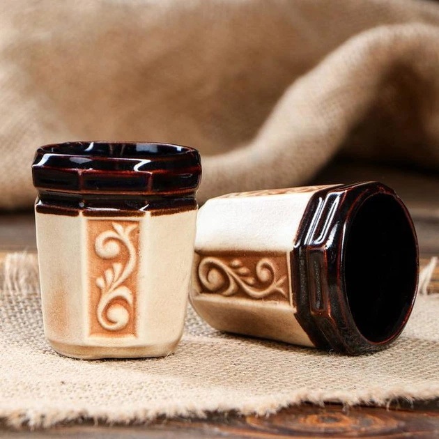 Serviciu tuica cu 6 pahare de 40 ml, 500 ml , ceramica, model Ancora