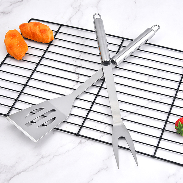 Set de ustensile pentru gratar 10 piese, inox, husa de protectie