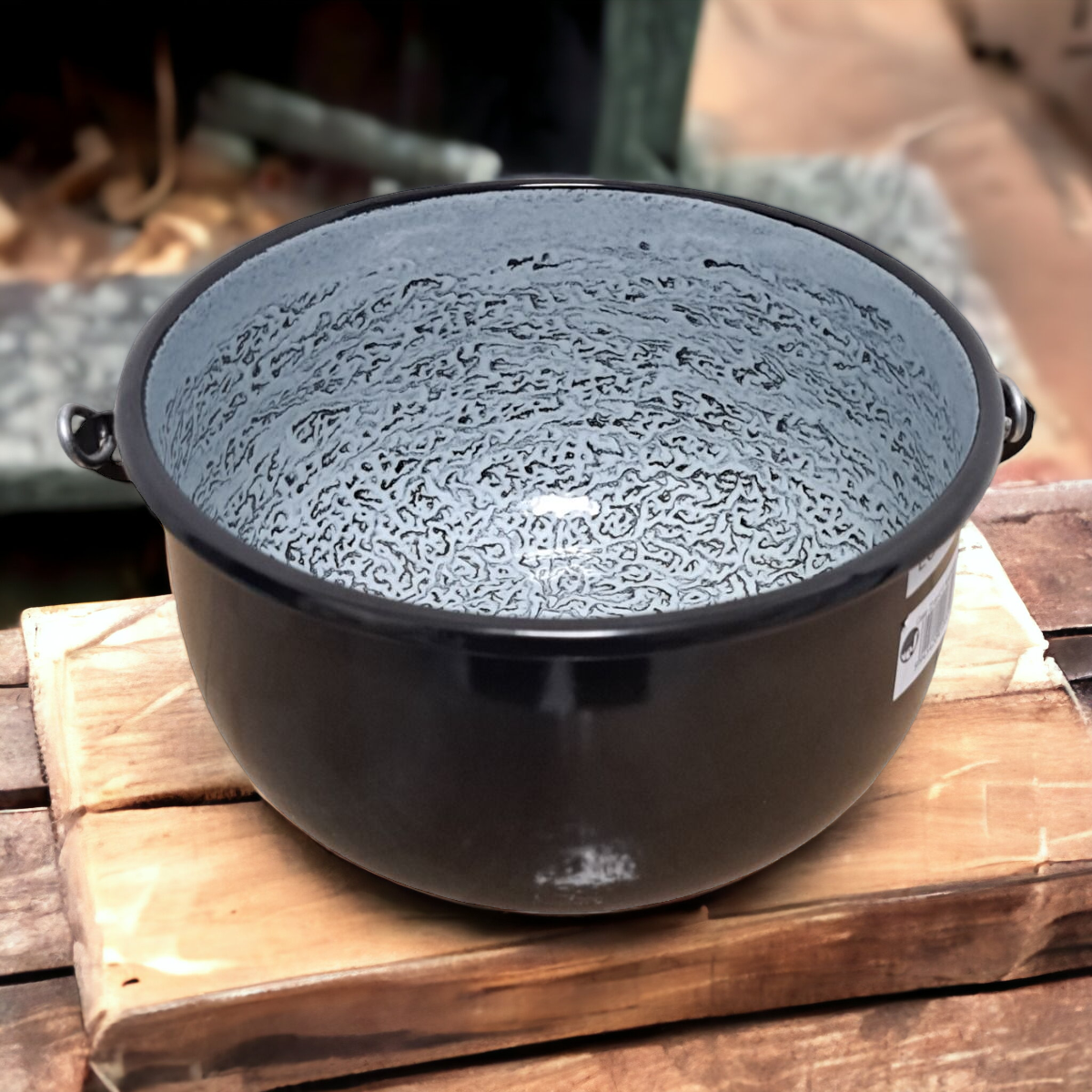 Ceaun Marmorat Negru cu maner Calitatea 1