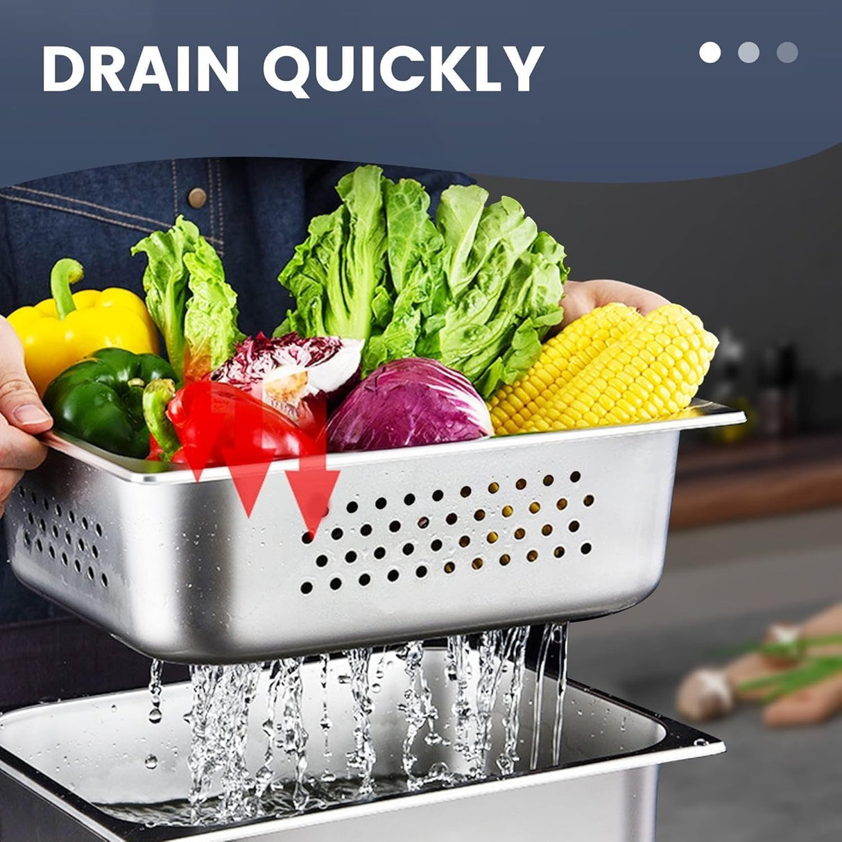 Strecuratoare tip Tava Perforata Otel Inoxidabil 32.5x26.5x10 cm