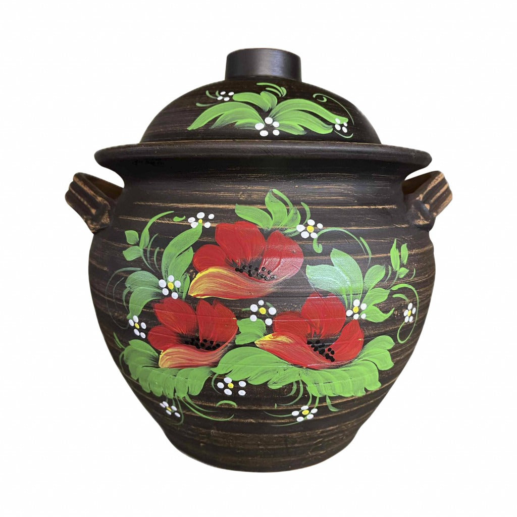 Bol pentru Supa din lut rosu,Floral, 4L