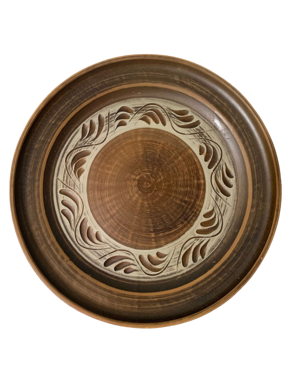 Platou intins Angob din lut rosu, 22 cm