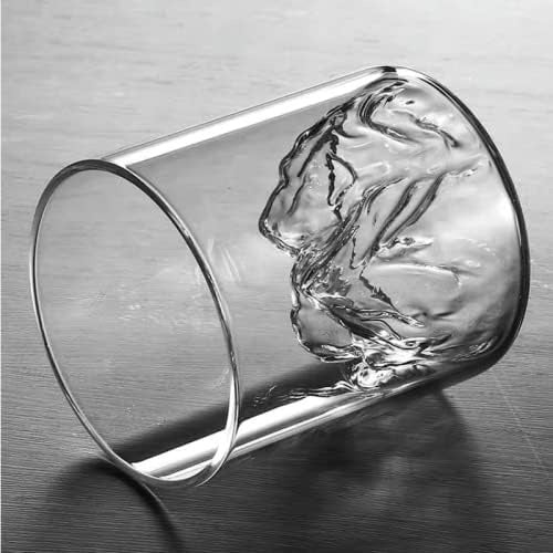 Pahar din sticla Borosilicata pentru Whisky 3D, Mountain, 300 ml
