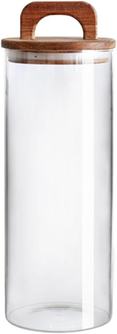 Recipient Depozitare Alimente cu Capac, Etans, Sticla si Lemn, dimensiuni individuale