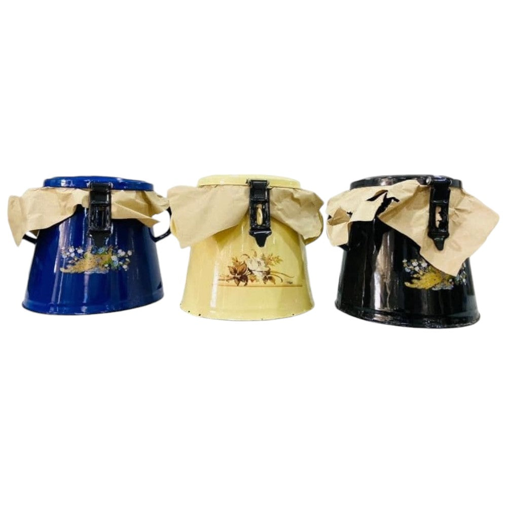 Garnita emailata 5L/ 10 L , cu Capac si Prindere ,Pictata, Diverse Culori