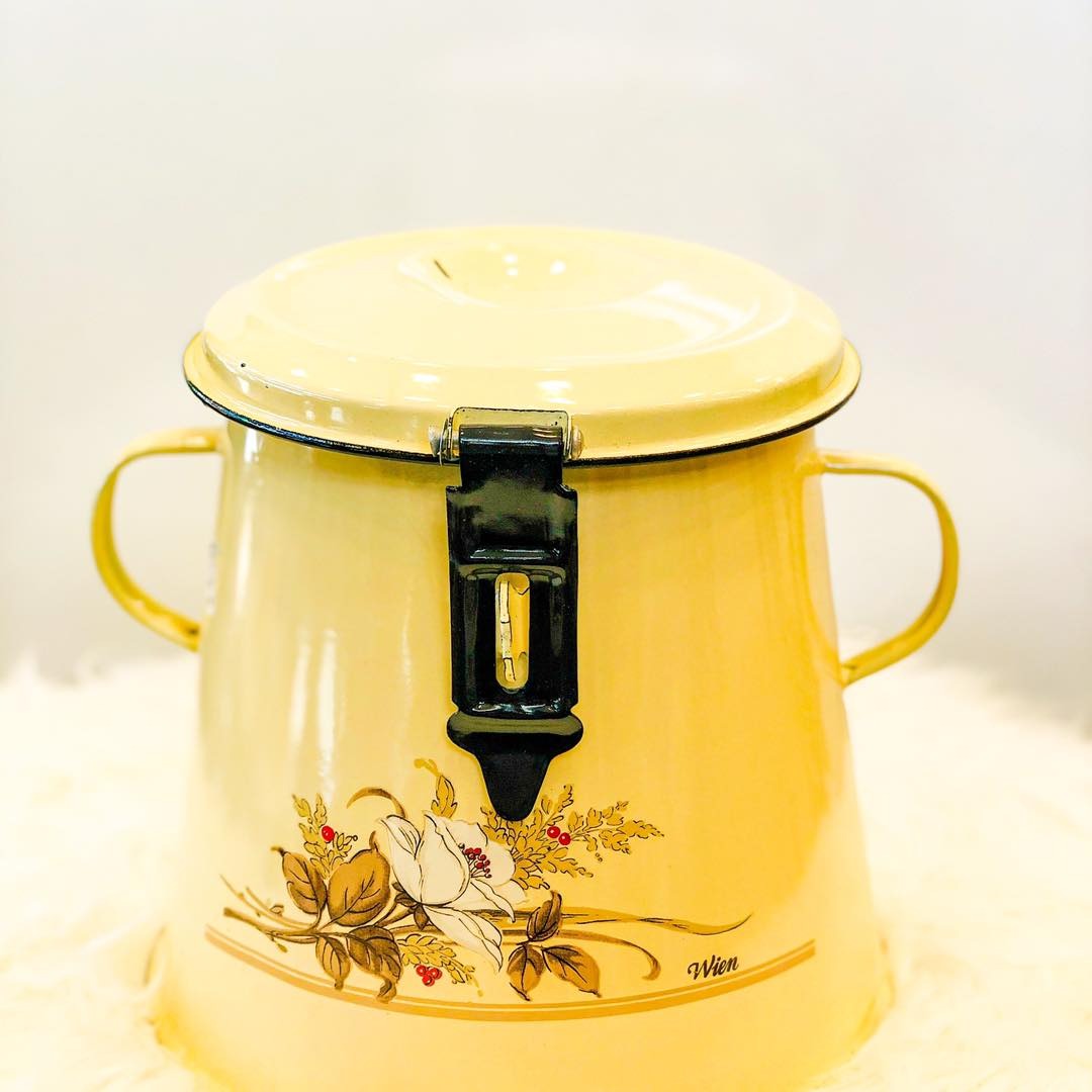 Garnita emailata 5L/ 10 L , cu Capac si Prindere ,Pictata, Diverse Culori